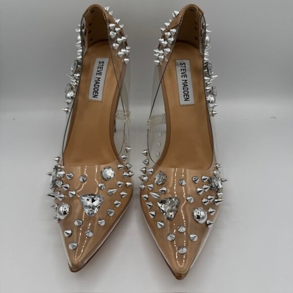 Steve Madden Women's Nomah Pump Clear Rhinestone / Studded Size 7.5 - Picture 1 of 7